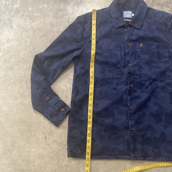 Farah Shirt Womens Size XS Blue Overshirt Button Up Casual Heavyweight‎ Camo - Picture 4 of 11